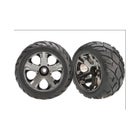 Traxxas Anaconda Tyres Pre-Glued On Black Chrome Nitro Front Wheels (2)