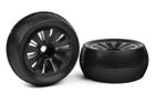 Team Corally Off-Road 1/8 Truggy Tires - Glued on Black Rims - (2 pcs)