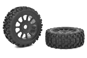 Team Corally - Syncro-4 Scorpion XTB - Off-Road 1/8 Buggy Tires - Glued on Black Rims - 1 pair