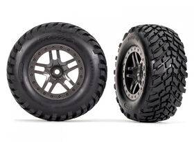Traxxas Tires & Wheels SCT Offroad/ SPlit-Spoke Gray 2.8 4WD TSM (2)