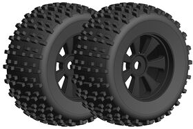 Team Corally Off-Road 1:8 Monster Truck Tires Gripper Glued on Black Rims - (2)