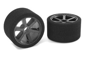 Team Corally Attack foam tires 1/12 Circuit 30 shore Pink Front Carbon rims (2)