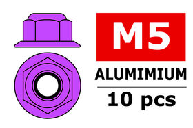 Team Corally Aluminium Nylstop Nut M5 Flanged Purple (10)