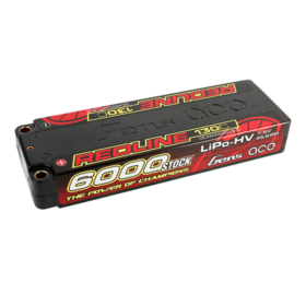 Gens ace Redline Series 6000mAh 7.6V 130C 2S2 HardCase HV  Lipo Battery