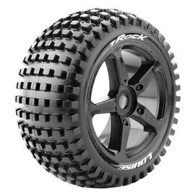 Louise RC - T-Rock 1:8 Truggy Tires - Black Spoke Wheels -  Soft - Hex 17 - (2)