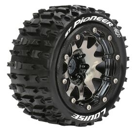 Louise RC ST-Pioneer 3.2" Truggy Tires - Black-Chrome Beadlock - 1/2 Offset - Soft - (2)