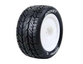 Louise 1:10 Pre Mounted E-Rocket 4WD Rear Tire With 12mm White Rim - Soft (2)