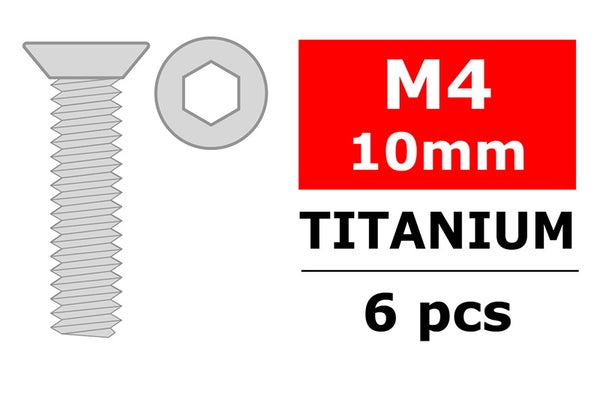 Team Corally Titanium Screws M4 x 10mm - Hex Flat Head - (6)
