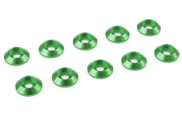 Team Corally Aluminium Washer for M3 Button Head Screws OD=10mm Green (10)
