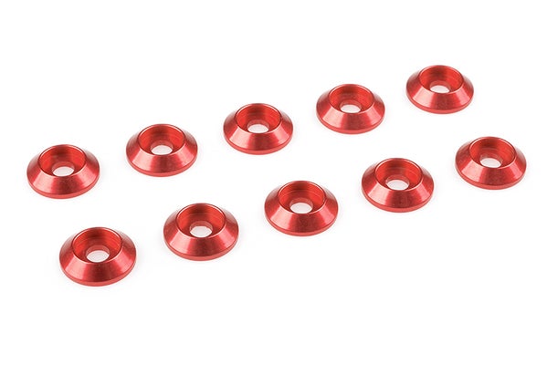 Team Corally Aluminium Washer for M3 Button Head Screws OD=10mm Red (10)