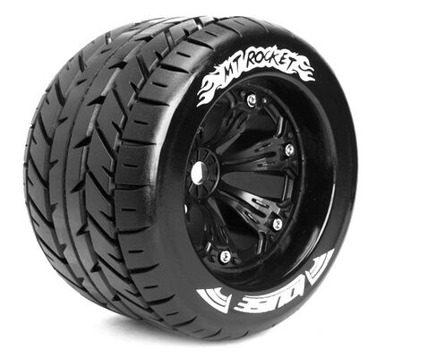 Louise 1:8 3.8 Inch Monster Tire MT-Rocket Mounted On Black Wheel - 1:2 Offset - Sport (2)