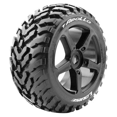Louise RC - T-Apollo 1/8 Truggy Tire - Mounted - Soft - Black Spoke Wheels - Hex 17 - (2)