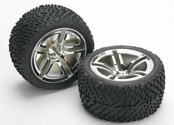 Traxxas Victory Tires Pre-Glued On Twin Spoke Wheels, Rear (2)